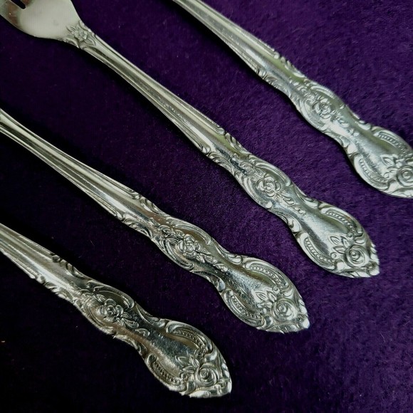4 Imperial International Stainless Steel Seafood Forks 18CR Floral Scrolls 5.75" - Picture 4 of 4